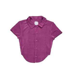 With Jean Purple Preppy Babydoll Y2K Crop Top X-Small A003736